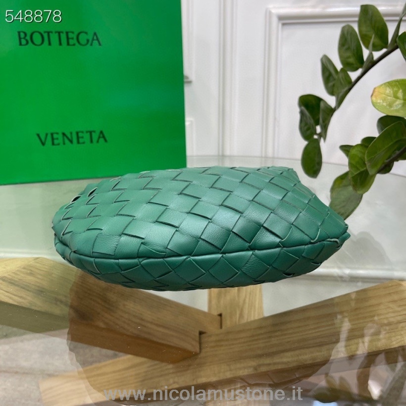 Orijinal Kalite Bottega Veneta Mini Jodie Omuz çantası 28cm 651876 Kuzu Derisi/dana Derisi Ilkbahar/yaz 2021 Koleksiyonu Koyu Yeşil