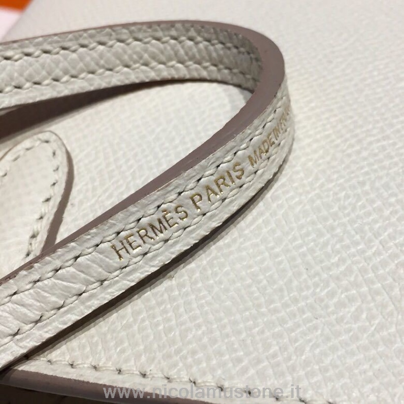 Orijinal Kalite Hermes Mini Kelly 20cm Epsom çanta El Dikişi Altın Donanım Beyaz