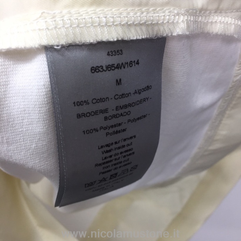 Orjinal Kalite Christian Dior X Sacai Teknik Kumaş Kısa Kollu T-shirt Ilkbahar/yaz 2022 Koleksiyonu Beyaz/bej