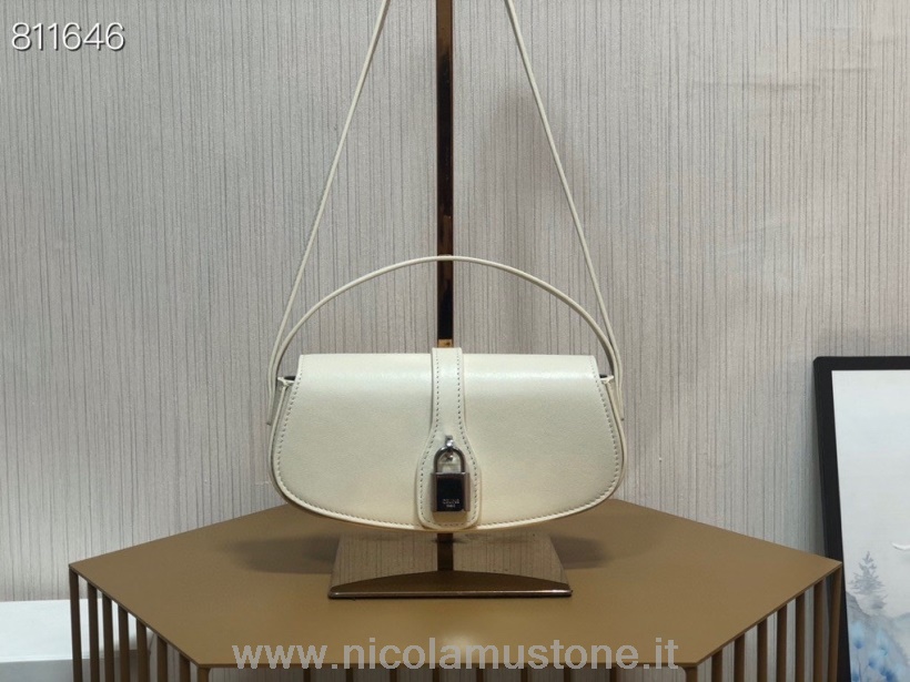 Orijinal Kaliteli Celine Mini Tabou El çantası Kayış üzerinde 18cm Dana Derisi Deri Ilkbahar/yaz 2022 Koleksiyonu Beyaz