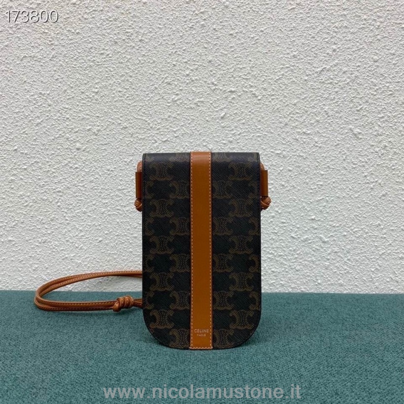 Orijinal Kaliteli Celine Telefon çantası çanta 18cm Triomphe Dana Derisi Siyah