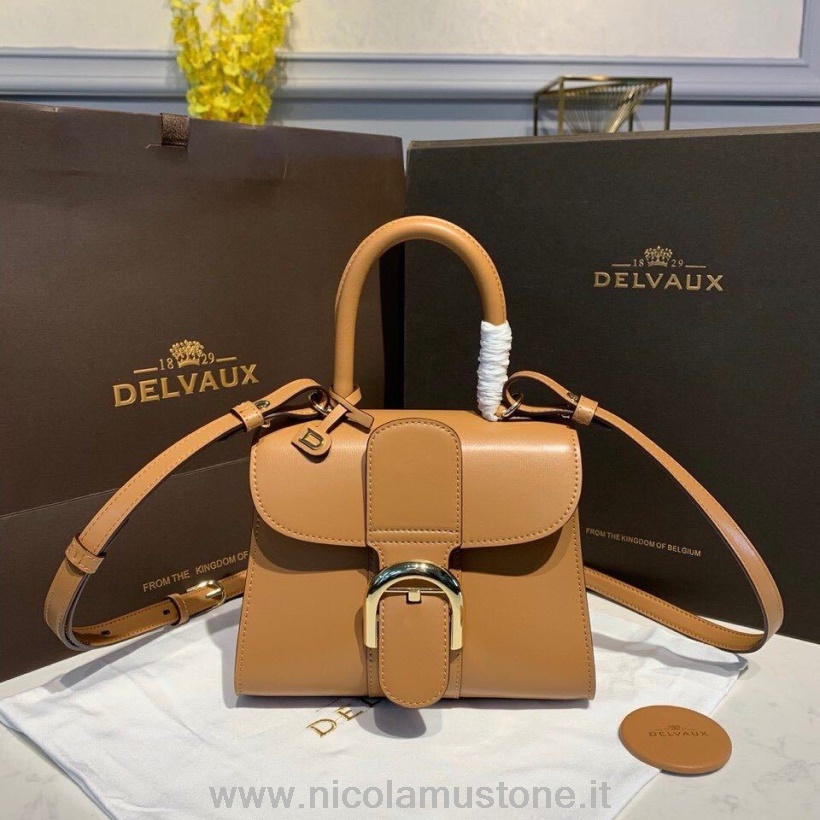Orijinal Kalite Delvaux Brillant Bb Satchel Flap 20cm çanta Dana Derisi Deri Altın Donanım Sonbahar/kış 2019 Koleksiyonu Tan
