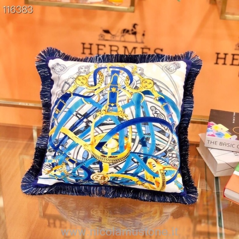 Orijinal Kalite Hermes 45cm Kırlent 116383 Mavi/çok Renkli