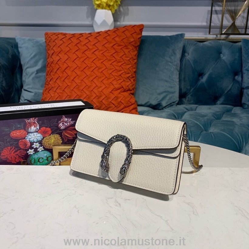 Orijinal Kalite Gucci Woc Mini Dionysus Omuz çantası 16cm 476432 Dana Derisi Deri Sonbahar/kış 2019 Koleksiyonu Beyaz