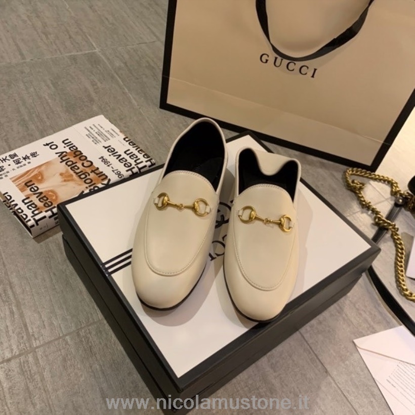 Orijinal Kalite Gucci Brixton Katlanabilir Loaferlar Dana Derisi Deri Ilkbahar/yaz 2020 Koleksiyonu Beyaz