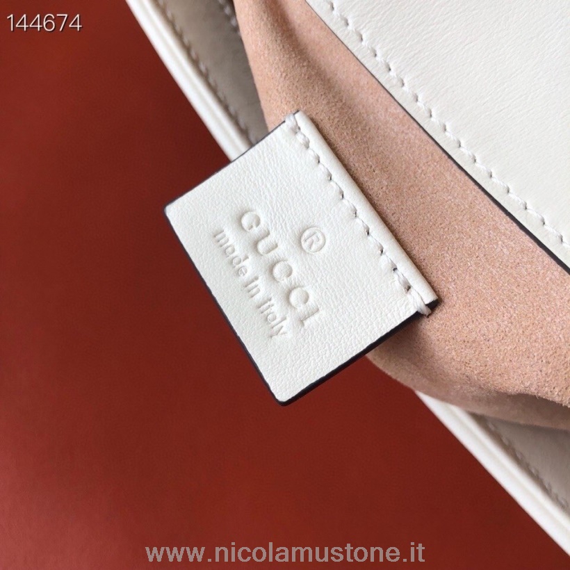 Qualità Originale Gucci Borsa Marmont Con Manico Superiore 22 Cm Pelle Di Vitello Bianca