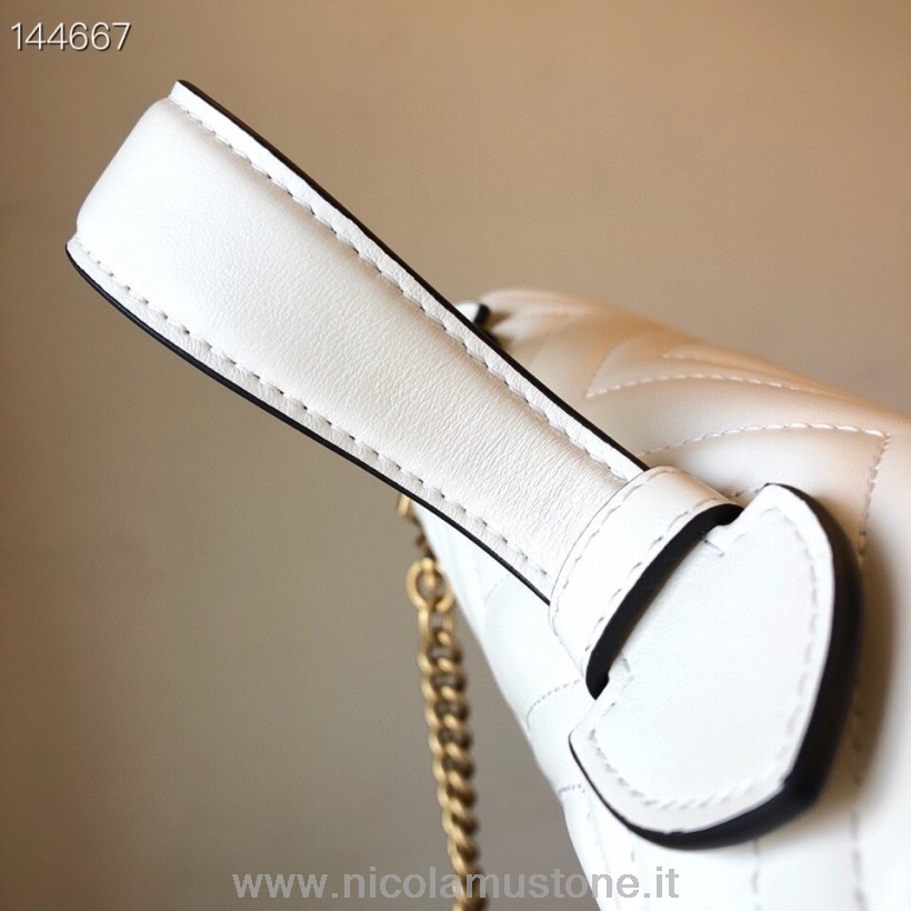 Qualità Originale Gucci Borsa Marmont Con Manico Superiore 28 Cm Pelle Di Vitello Bianca
