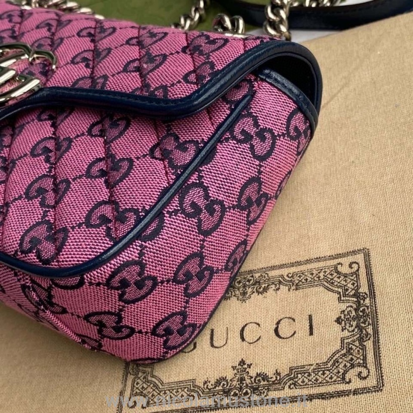 Qualità Originale Gucci Marmont Matelasse Borsa A Tracolla 22 Cm 443497 Tela/pelle Di Vitello Collezione Primavera/estate 2021 Rosa Multicolor